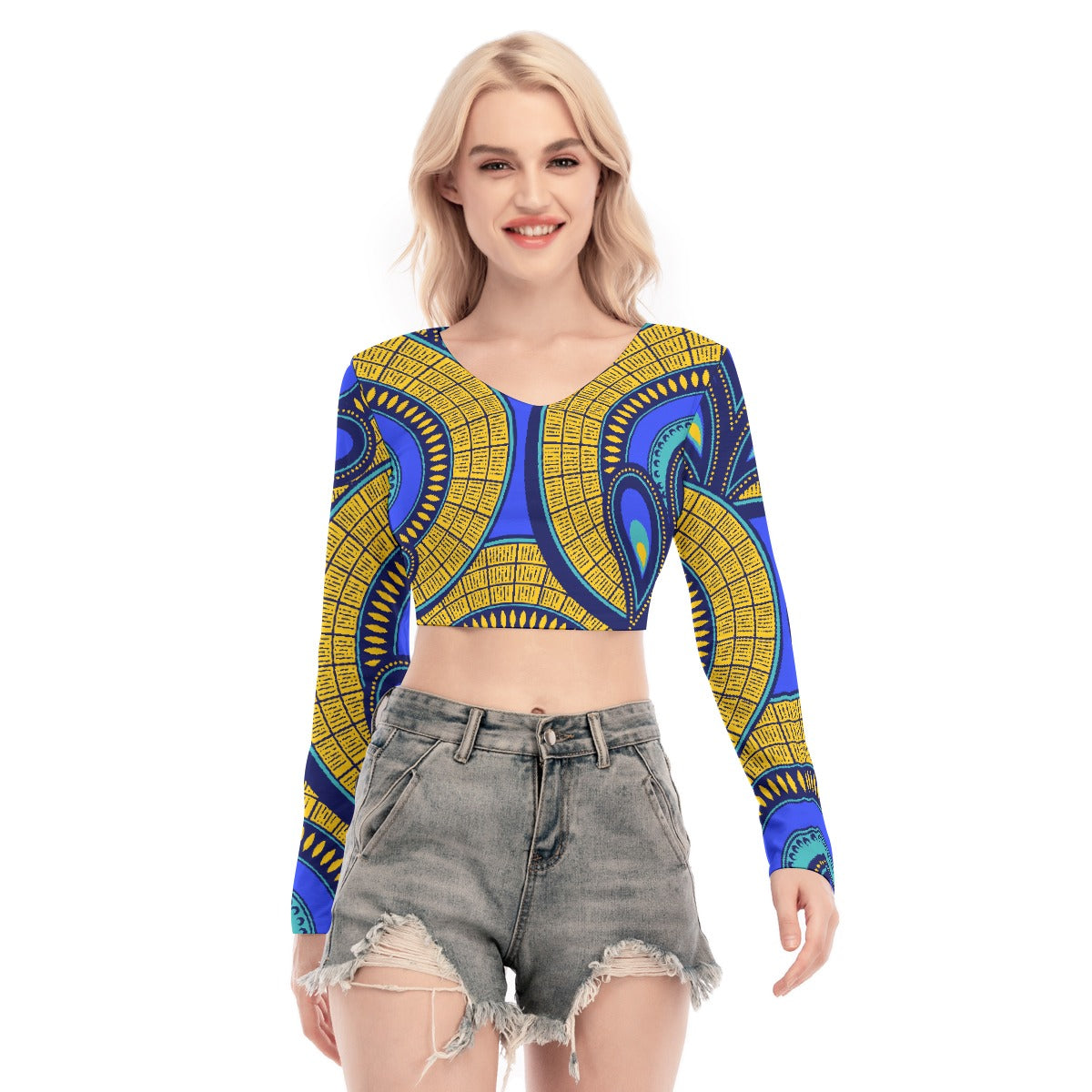 All-Over Print Women's Back Hollow T-shirt With Strap