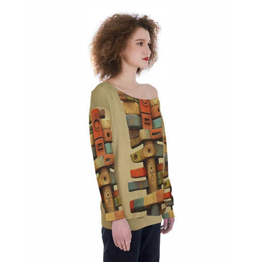 All-Over Print Oversized Women's Off-Shoulder Sweatshirt