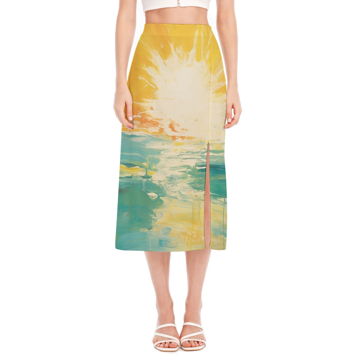 All-Over Print Women's High Slit Long Skirt