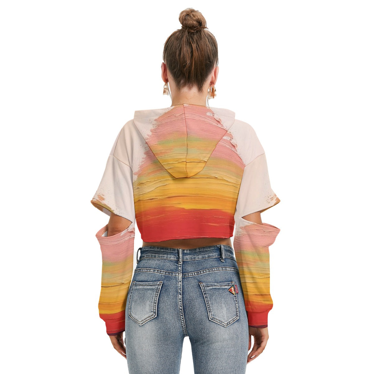 All-Over Print Women's Heavy Fleece Hoodie With Hollow Out Sleeve
