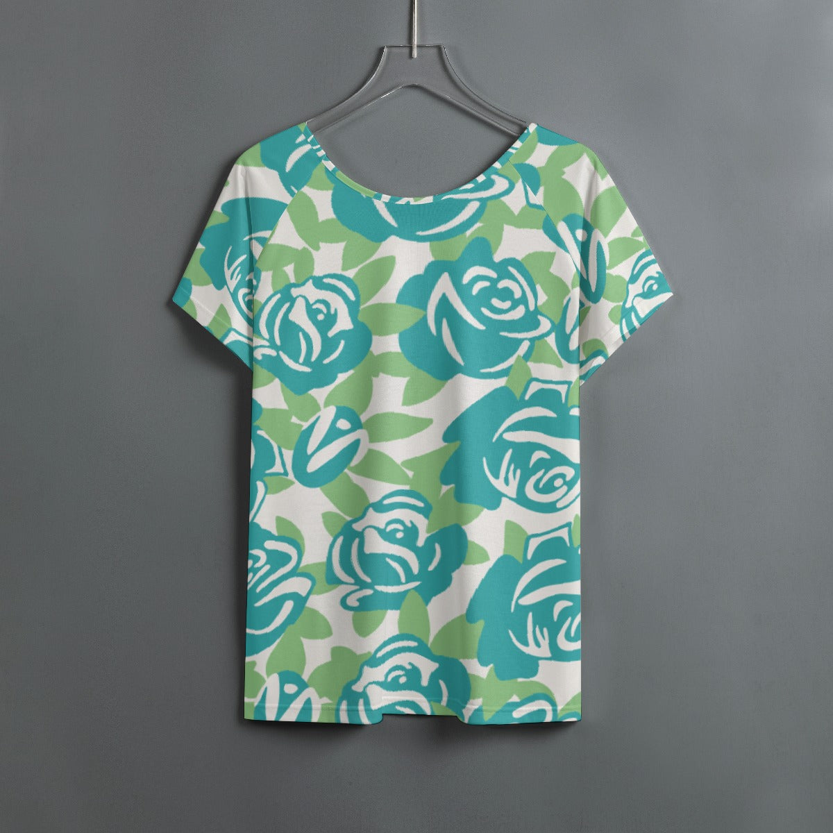 All-Over Print Women's Round Neck T-shirt With Raglan Sleeve