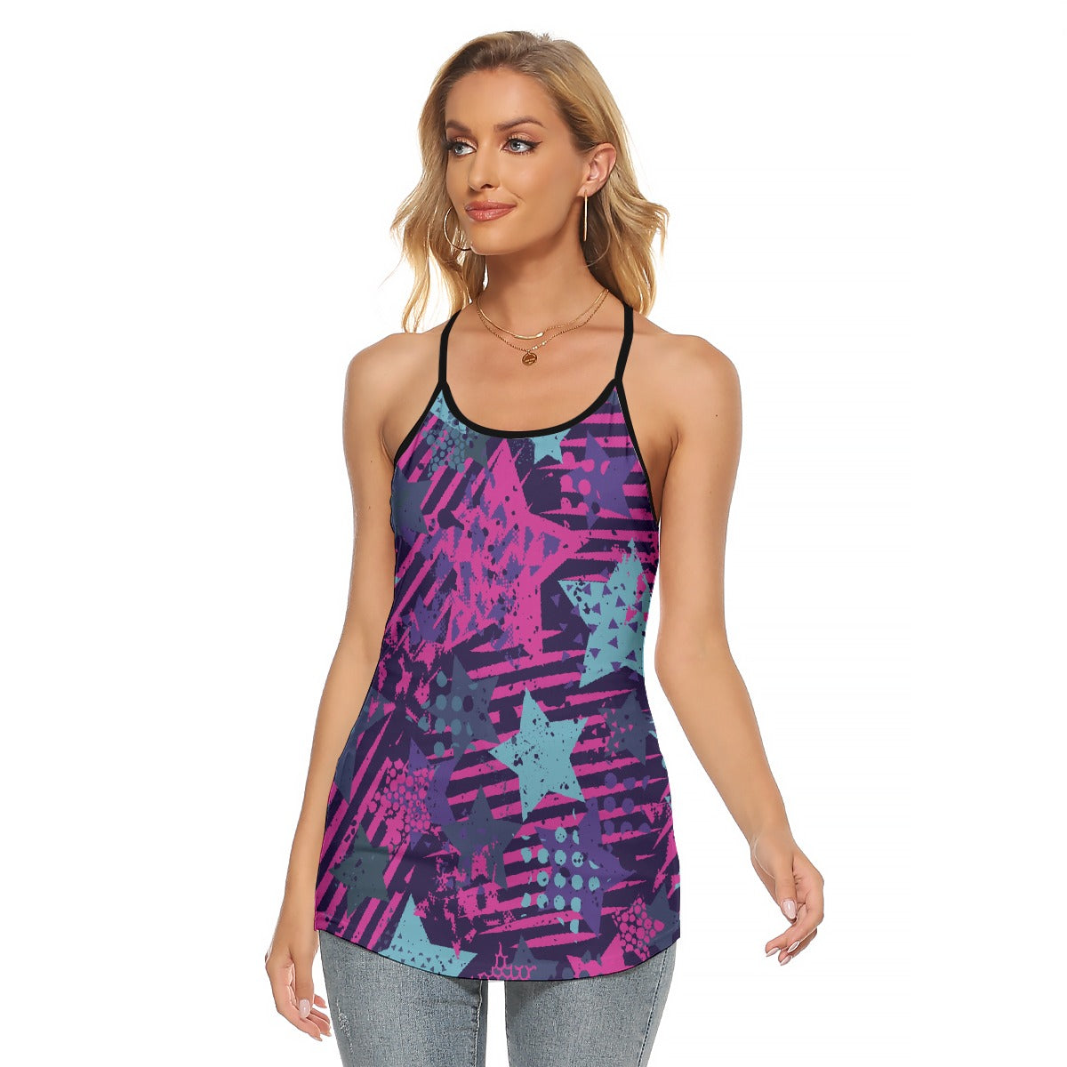 All-Over Print Women's Criss-Cross Open Back Tank Top