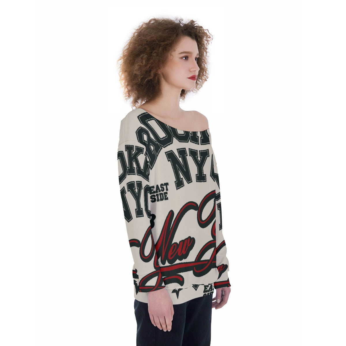All-Over Print Oversized Women's Off-Shoulder Sweatshirt