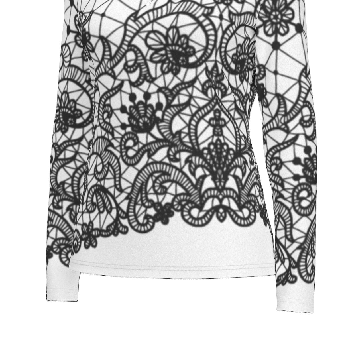 All-Over Print Women's Sports Collar Jersey With Long Sleeve