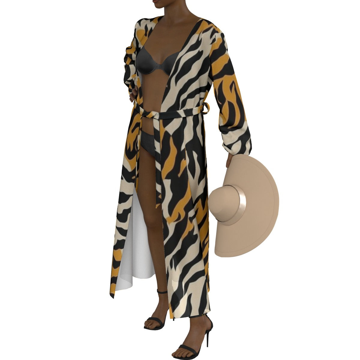 All-Over Print Women's Lace-up Chiffon Robe