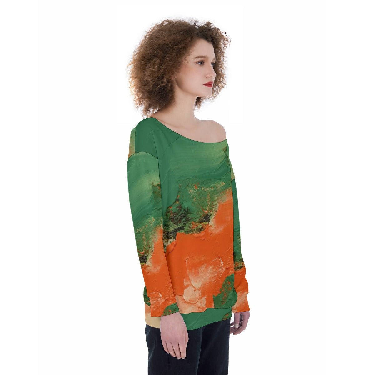 All-Over Print Oversized Women's Off-Shoulder Sweatshirt
