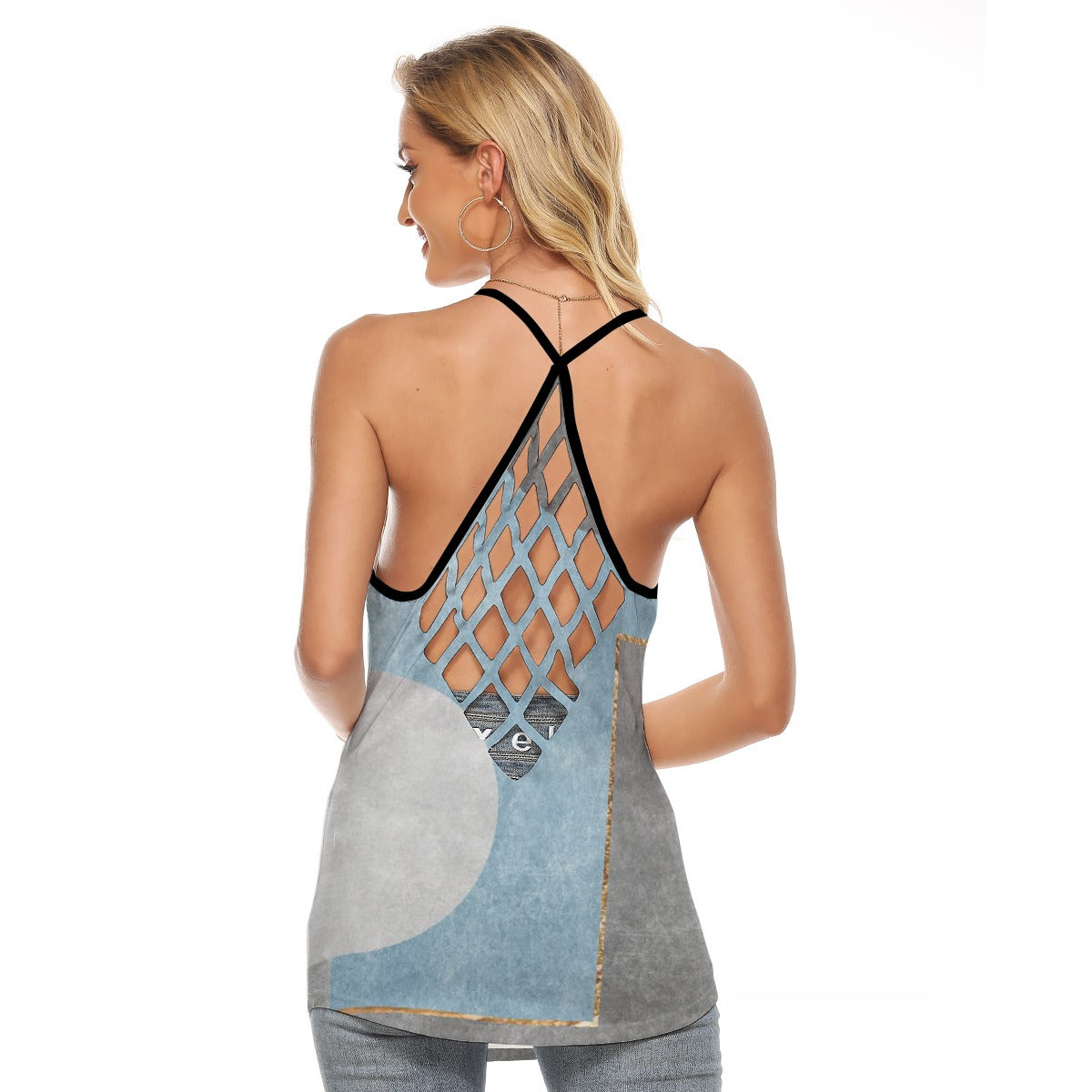 All-Over Print Women's Criss-Cross Open Back Tank Top