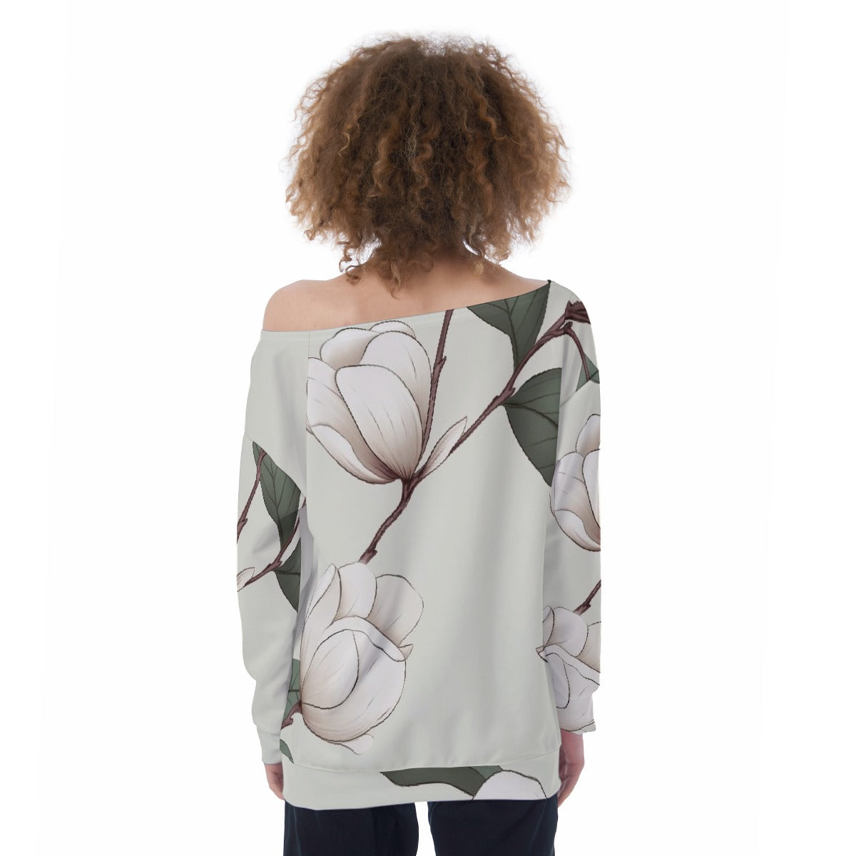 All-Over Print Oversized Women's Off-Shoulder Sweatshirt