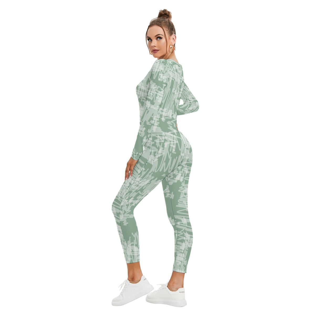 All-Over Print Women's Plunging Neck Jumpsuit