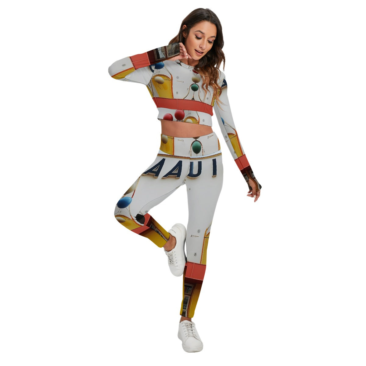All-Over Print Women's Sport Set With Backless Top And Leggings