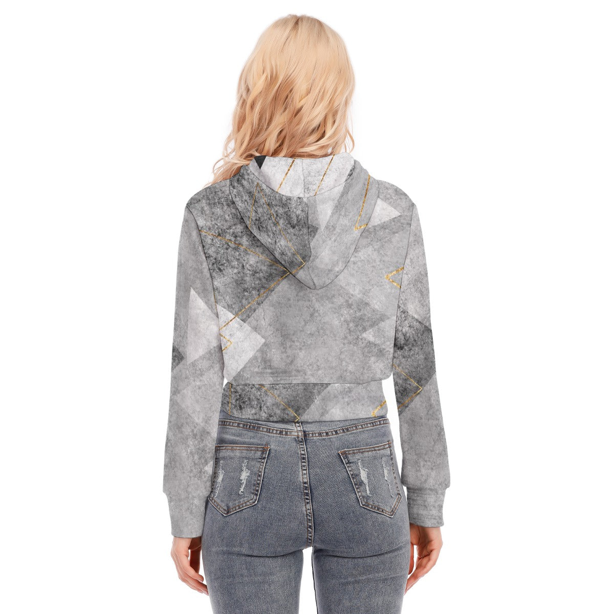 All-Over Print Women's Crop Top Hoodie With Zipper Closure