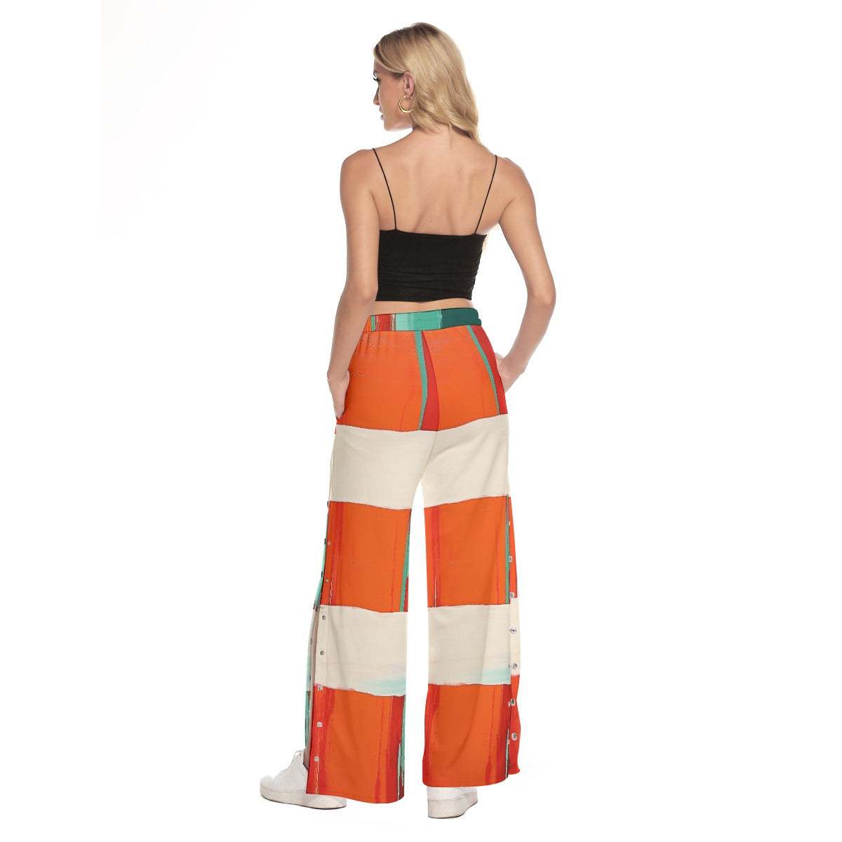 All-Over Print Women's Side Slit Snap Button Trousers