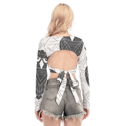 All-Over Print Women's Back Hollow T-shirt With Strap