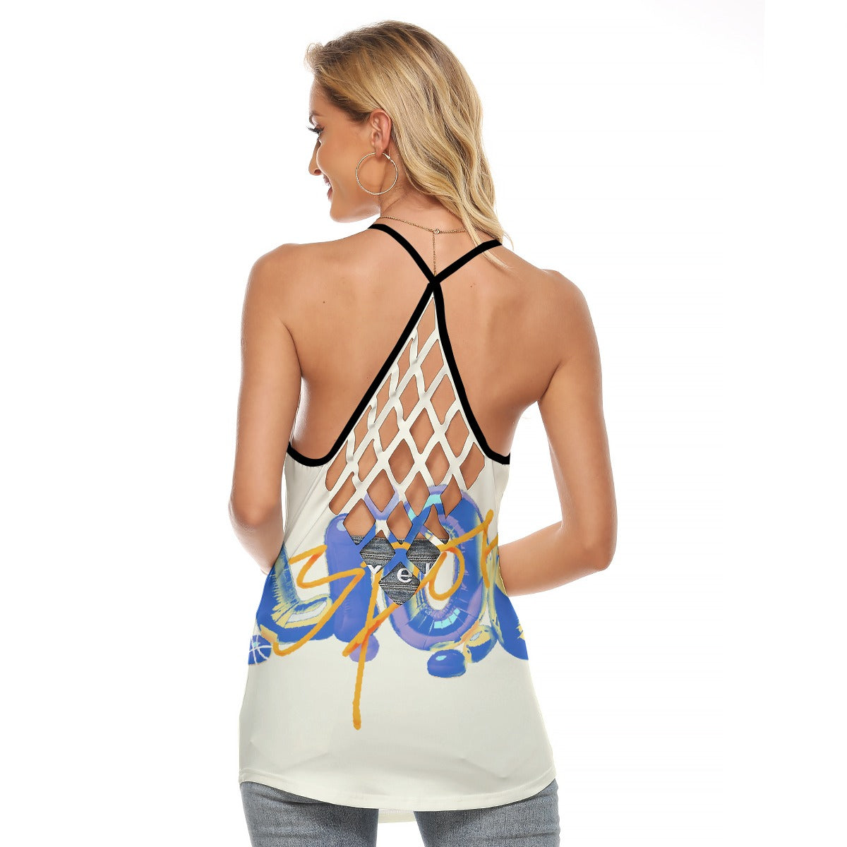 All-Over Print Women's Criss-Cross Open Back Tank Top