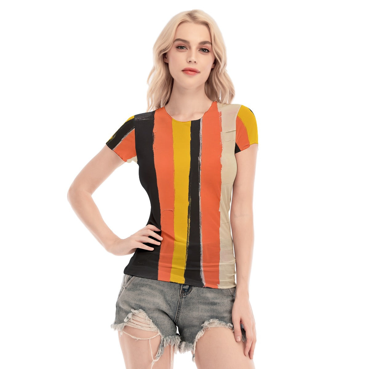 All-Over Print Women's Short Sleeve Mesh Blouse