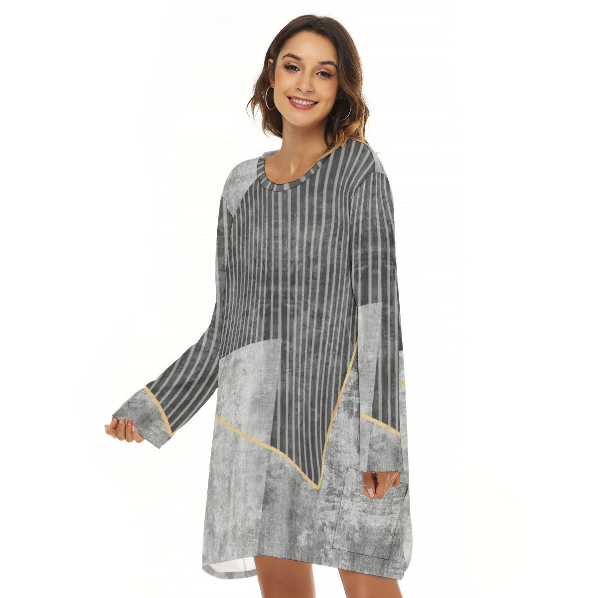 All-Over Print  Women's Loose Crew Neck Dress