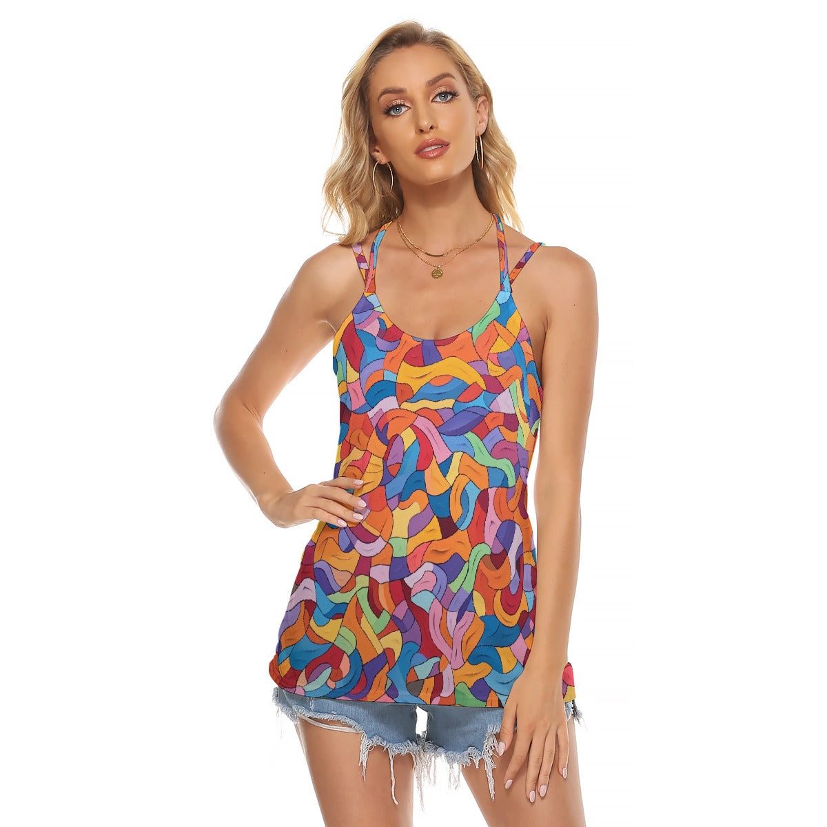 All-Over Print Women's Halter Top With Backless