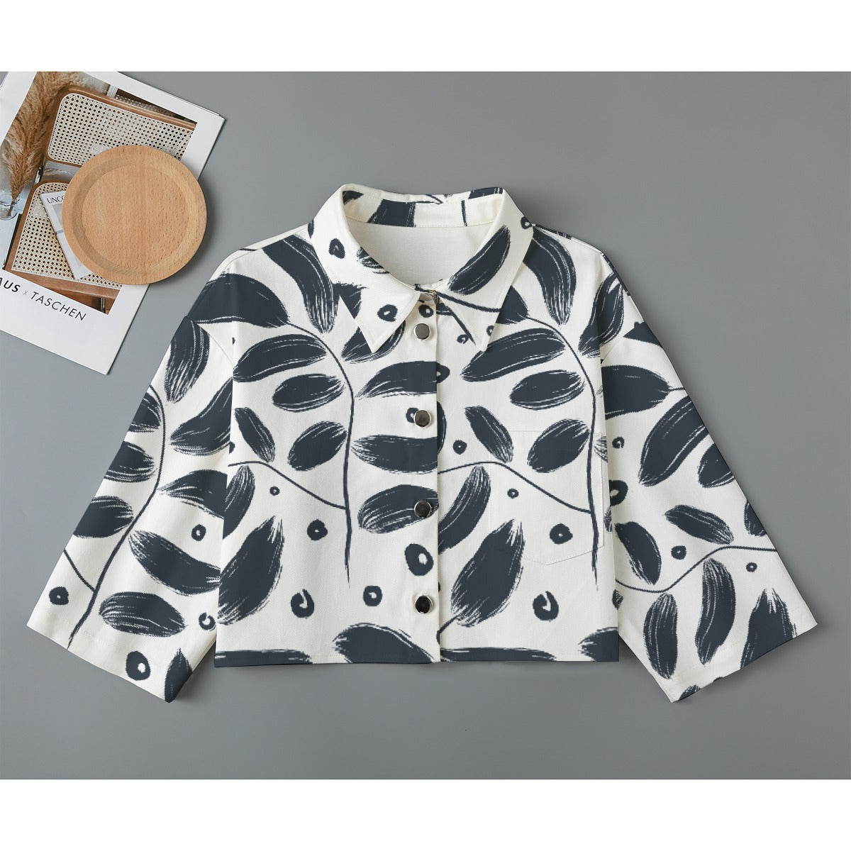 All-Over Print Women's Cropped Jacket | 245GSM Cotton