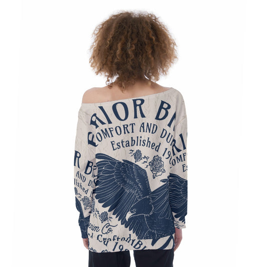 All-Over Print Oversized Women's Off-Shoulder Sweatshirt