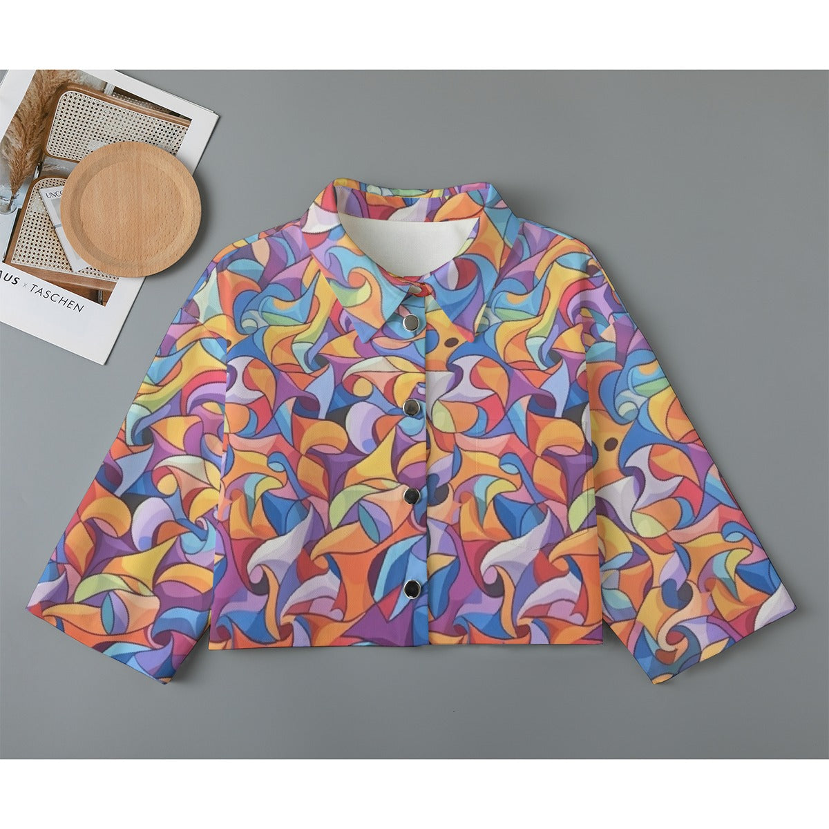 All-Over Print Women's Cropped Jacket | 245GSM Cotton