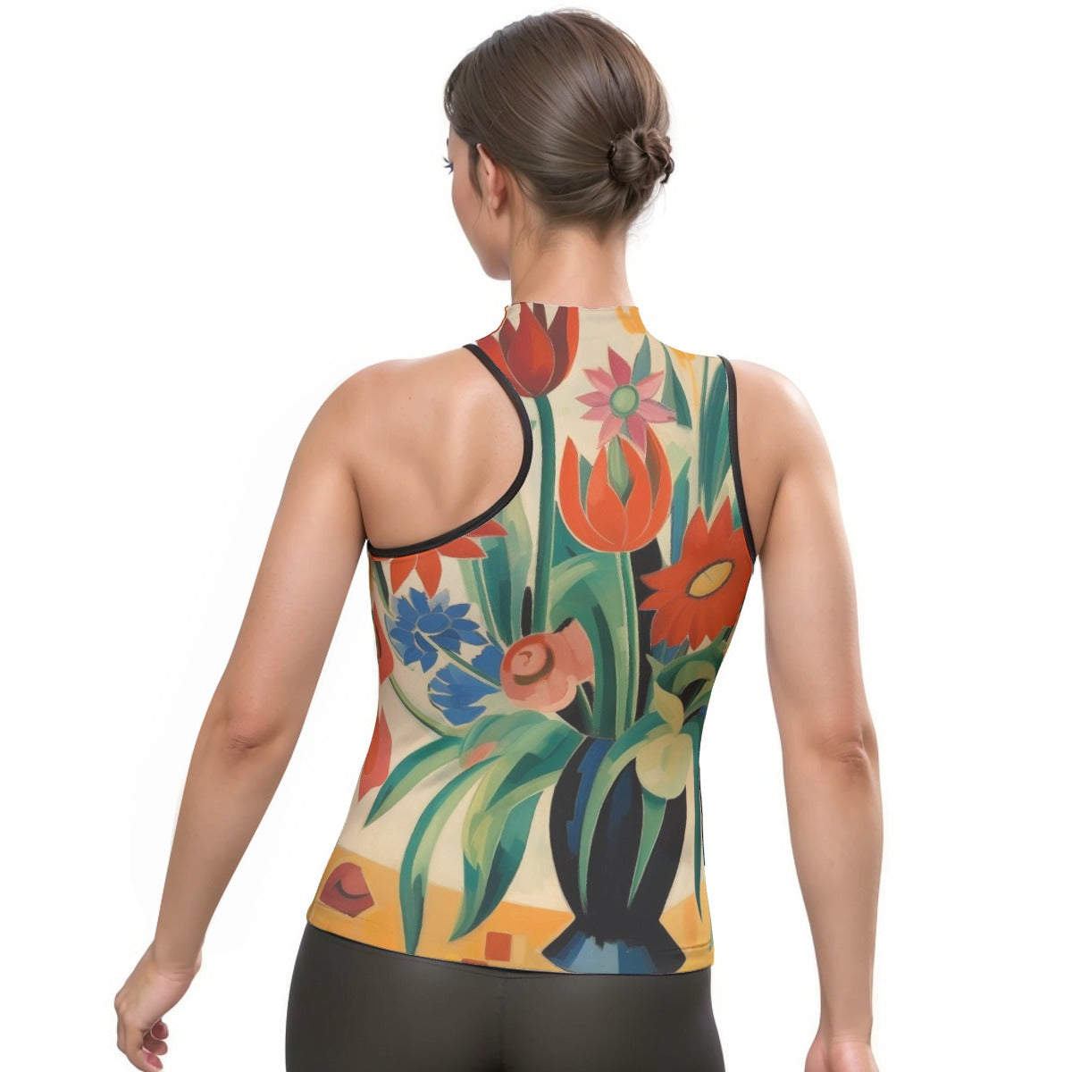 All-Over Print Women's Halter Sleeveless Asymmetrical Tank Top