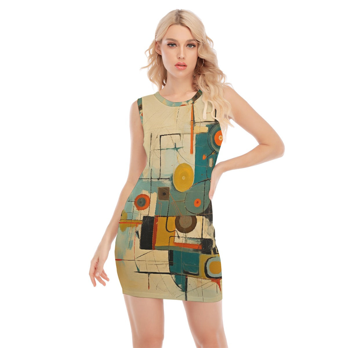 All-Over Print Women's O-neck Sleeveless Hip Skirt