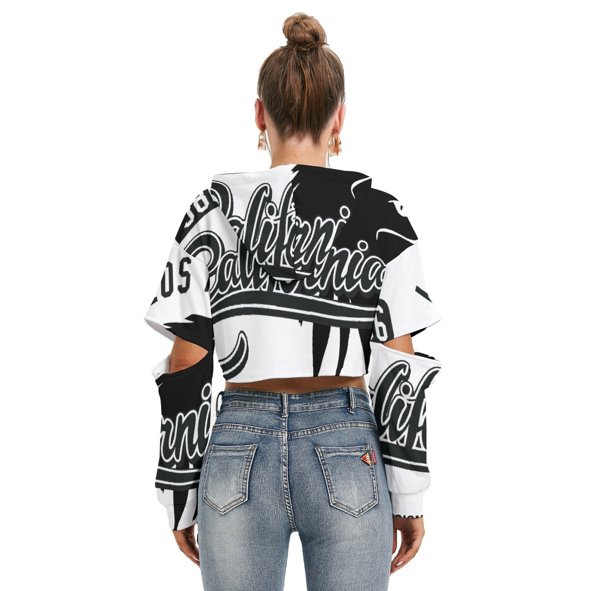 All-Over Print Women's Heavy Fleece Hoodie With Hollow Out Sleeve