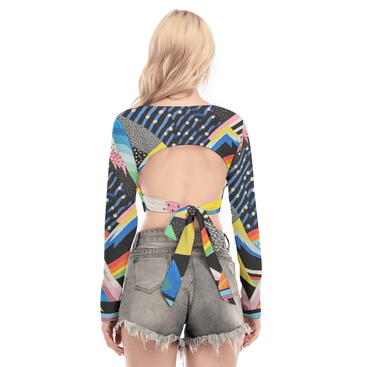 All-Over Print Women's Back Hollow T-shirt With Strap