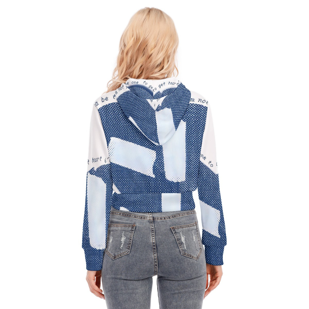 All-Over Print Women's Crop Top Hoodie With Zipper Closure