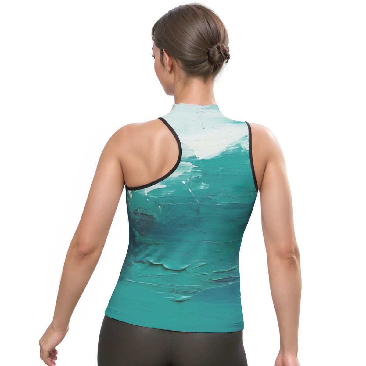 All-Over Print Women's Halter Sleeveless Asymmetrical Tank Top