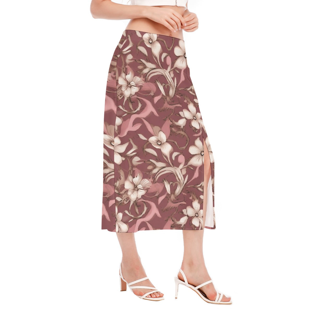 All-Over Print Women's High Slit Long Skirt