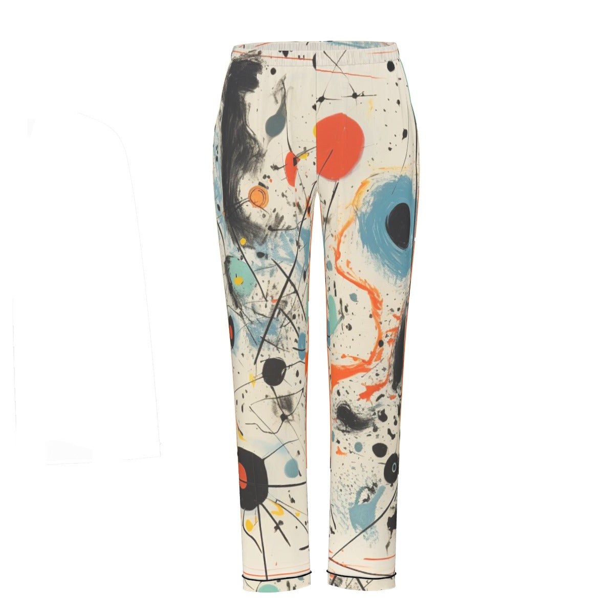 All-Over Print Women's Long Sleeve Pajama Set With Black Contrast Piping