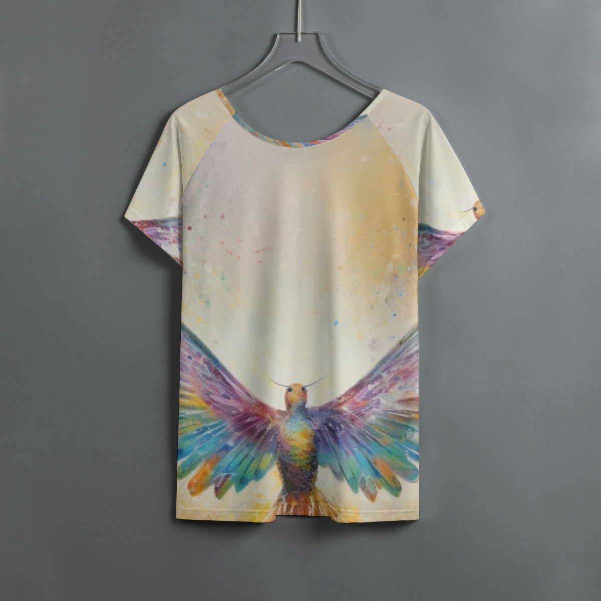 All-Over Print Women's Round Neck T-shirt With Raglan Sleeve