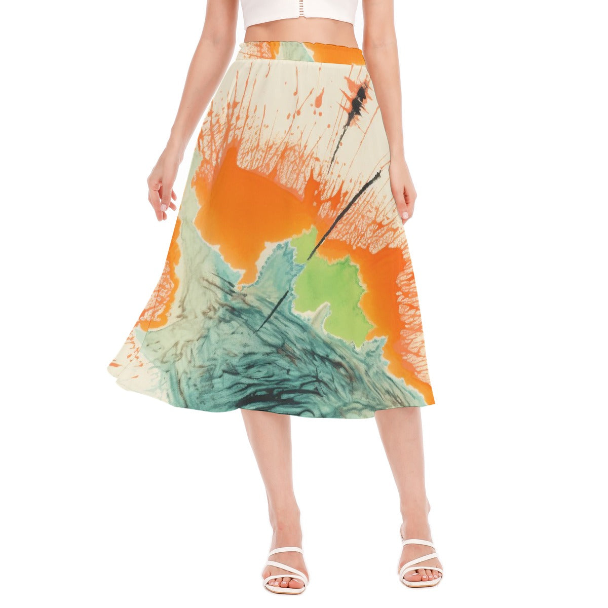 All-Over Print Women's Long Section Chiffon Skirt