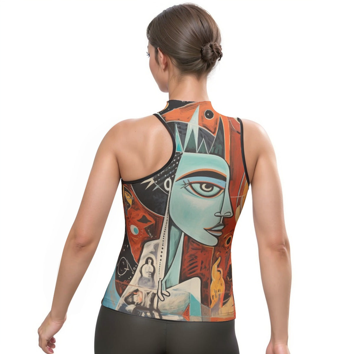 All-Over Print Women's Halter Sleeveless Asymmetrical Tank Top