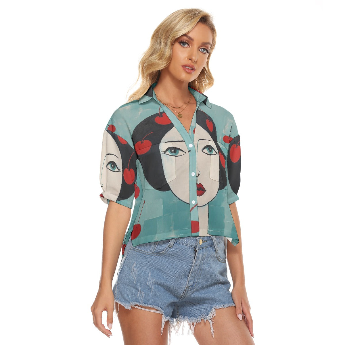 All-Over Print Women's V-neck Shirts