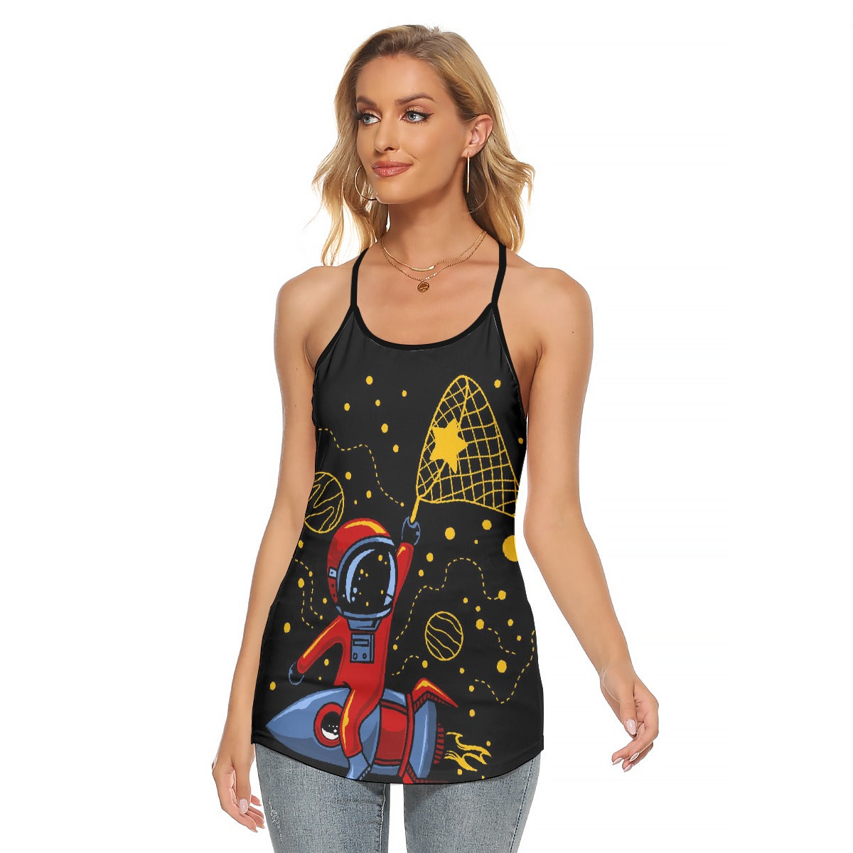 All-Over Print Women's Criss-Cross Open Back Tank Top