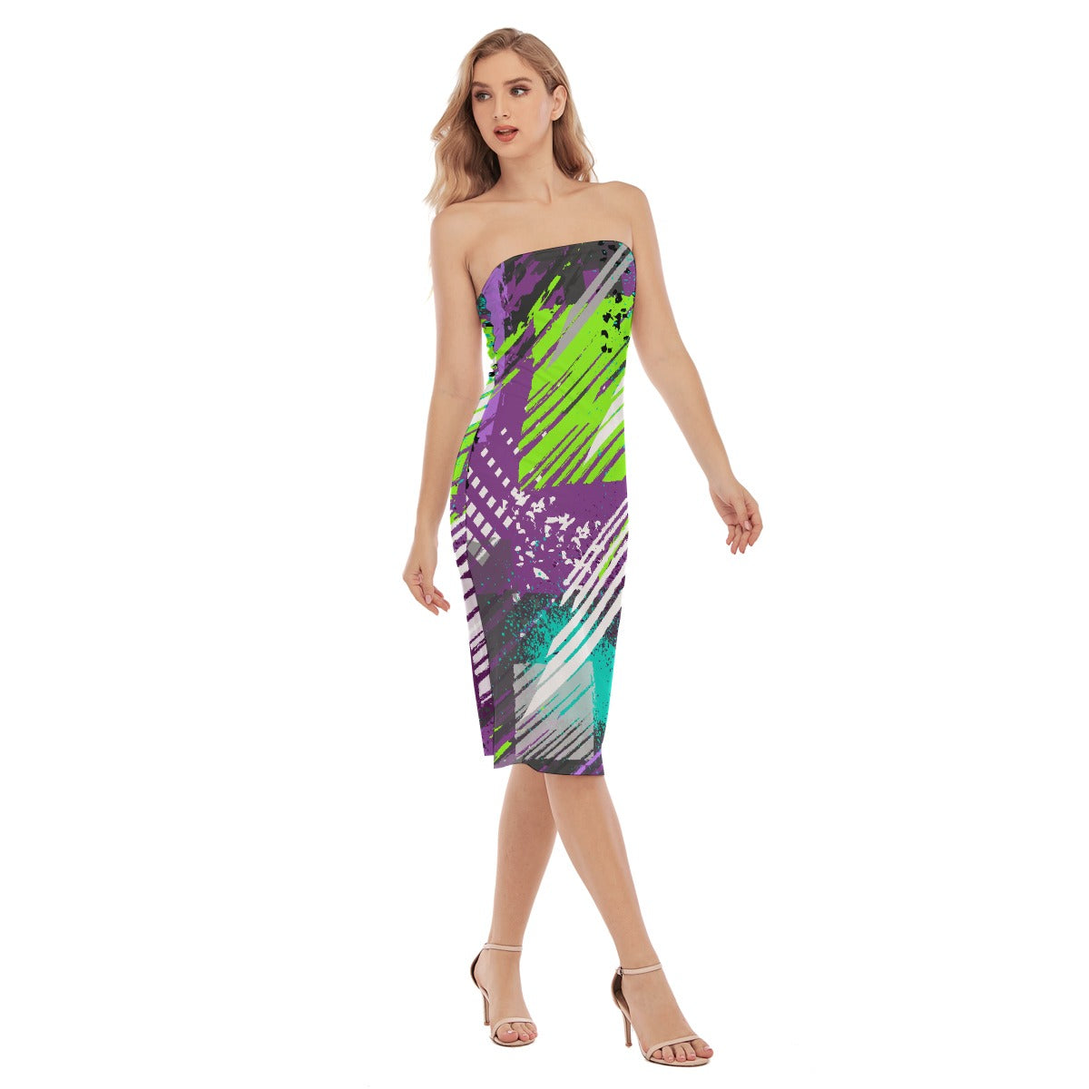 All-Over Print Women's Side Split Tube Top Dress