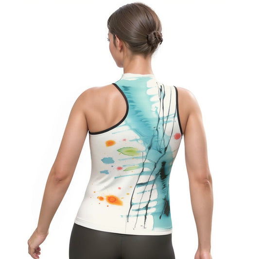 All-Over Print Women's Halter Sleeveless Asymmetrical Tank Top