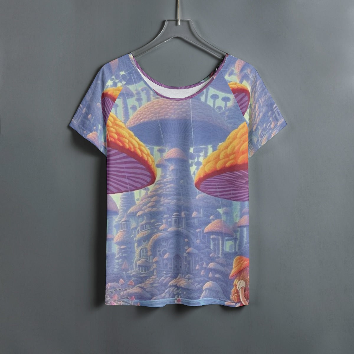 All-Over Print Women's Round Neck T-shirt With Raglan Sleeve