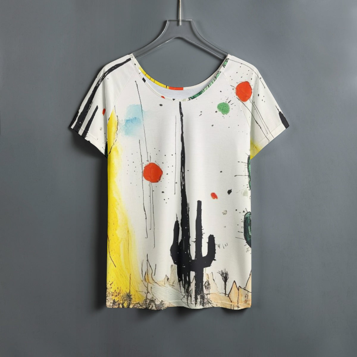 All-Over Print Women's Round Neck T-shirt With Raglan Sleeve