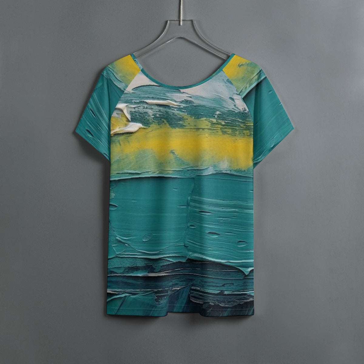 All-Over Print Women's Round Neck T-shirt With Raglan Sleeve