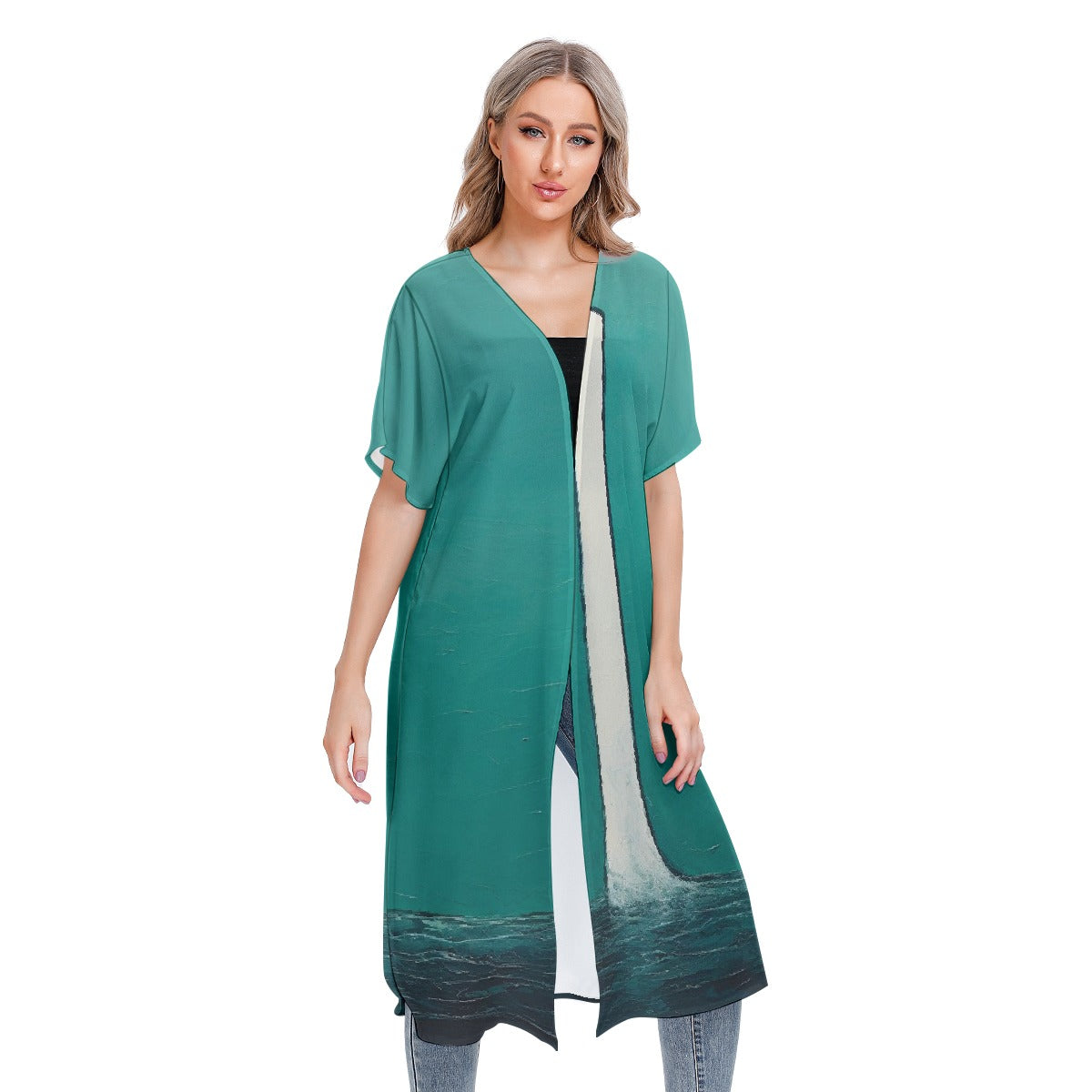 All-Over Print Women's Short Sleeve Cardigan