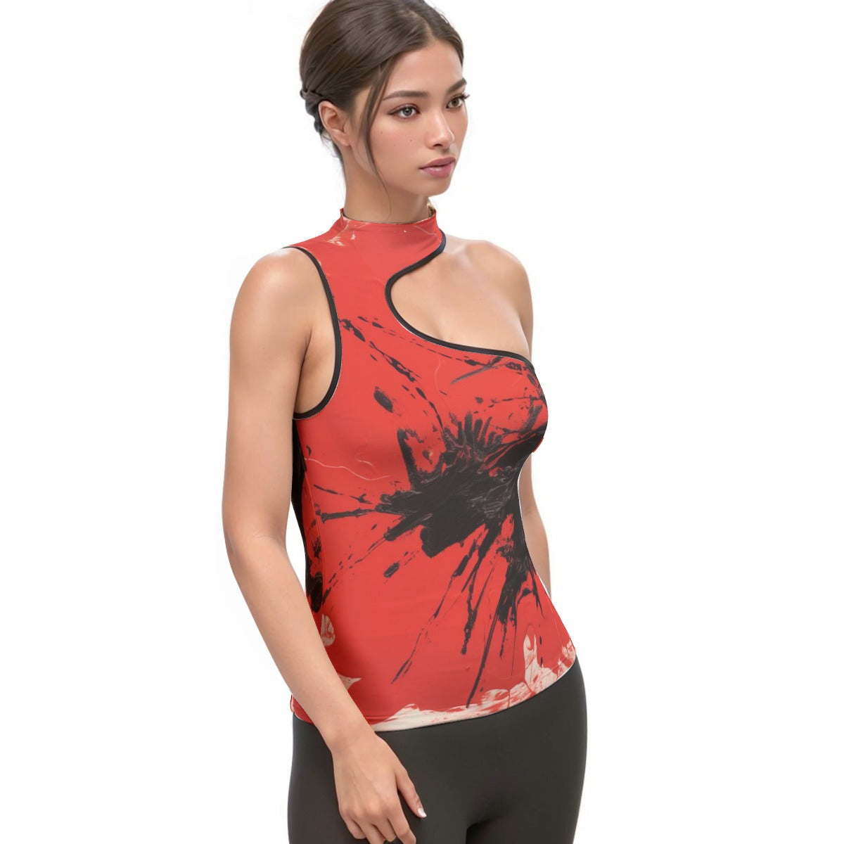 All-Over Print Women's Halter Sleeveless Asymmetrical Tank Top