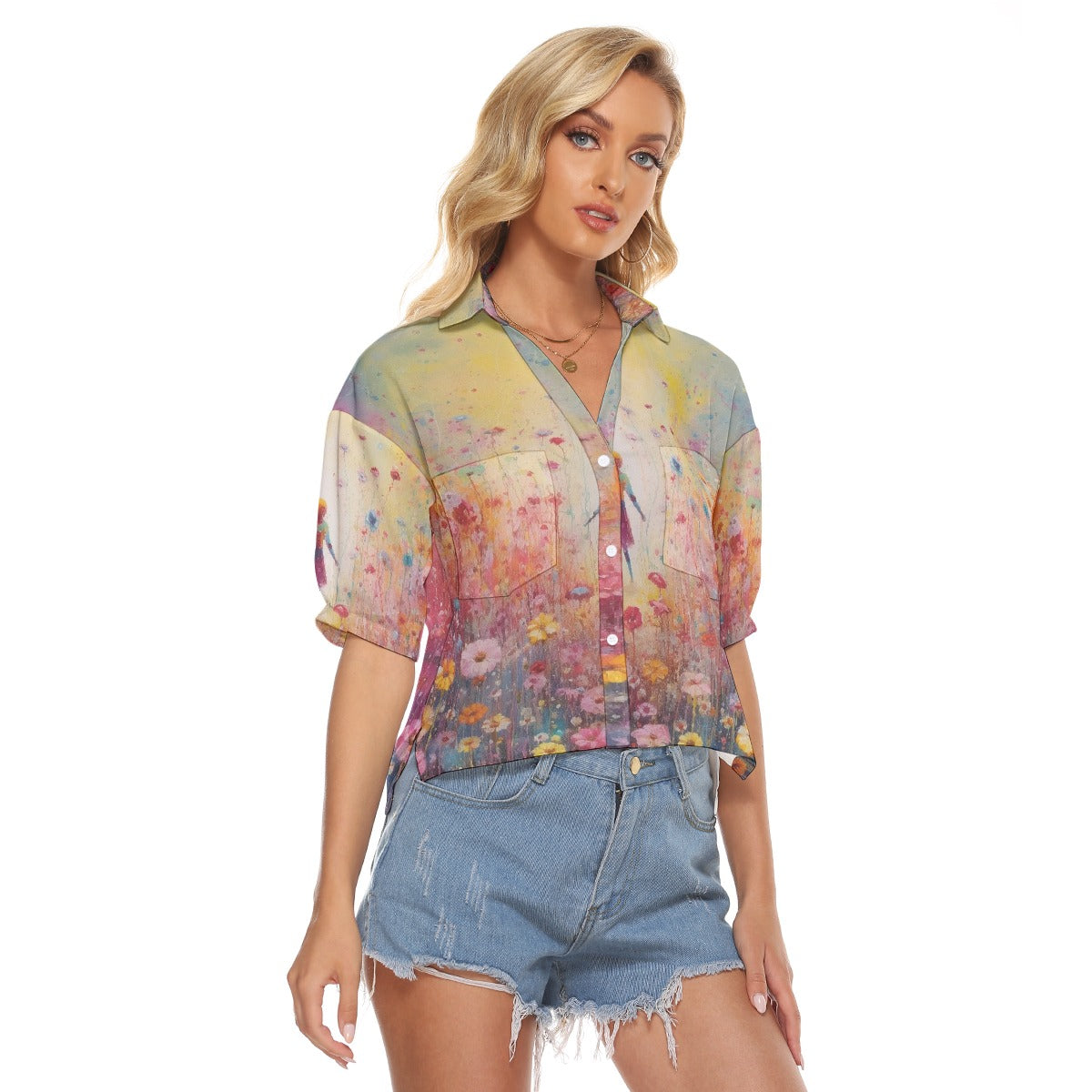 All-Over Print Women's V-neck Shirts