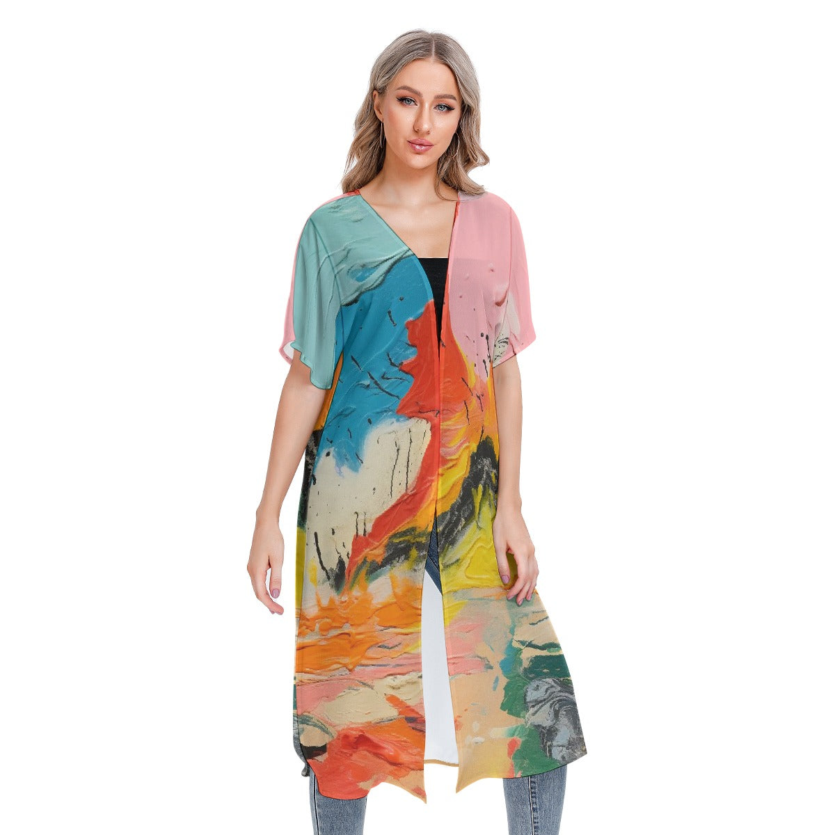 All-Over Print Women's Short Sleeve Cardigan