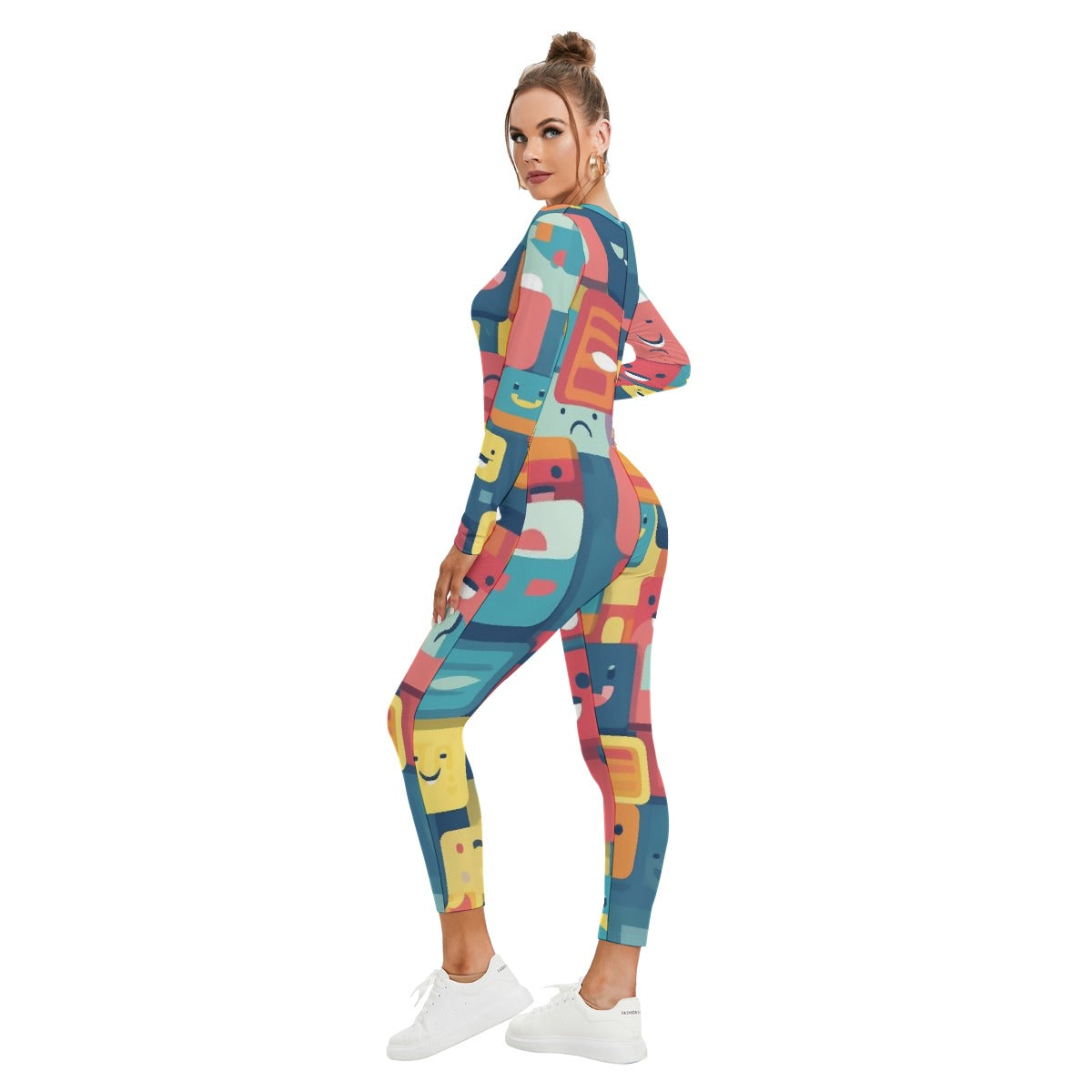All-Over Print Women's Plunging Neck Jumpsuit