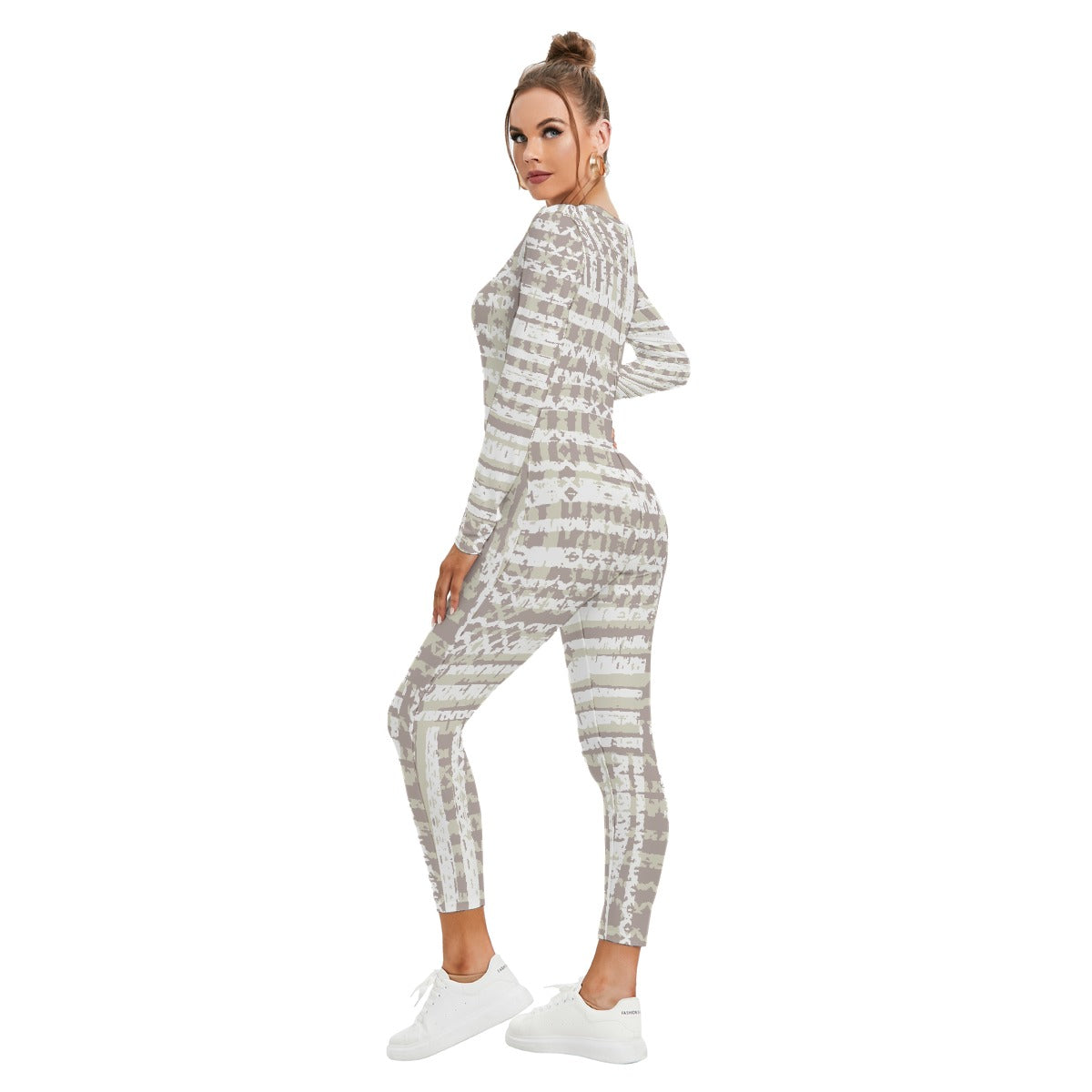 All-Over Print Women's Plunging Neck Jumpsuit