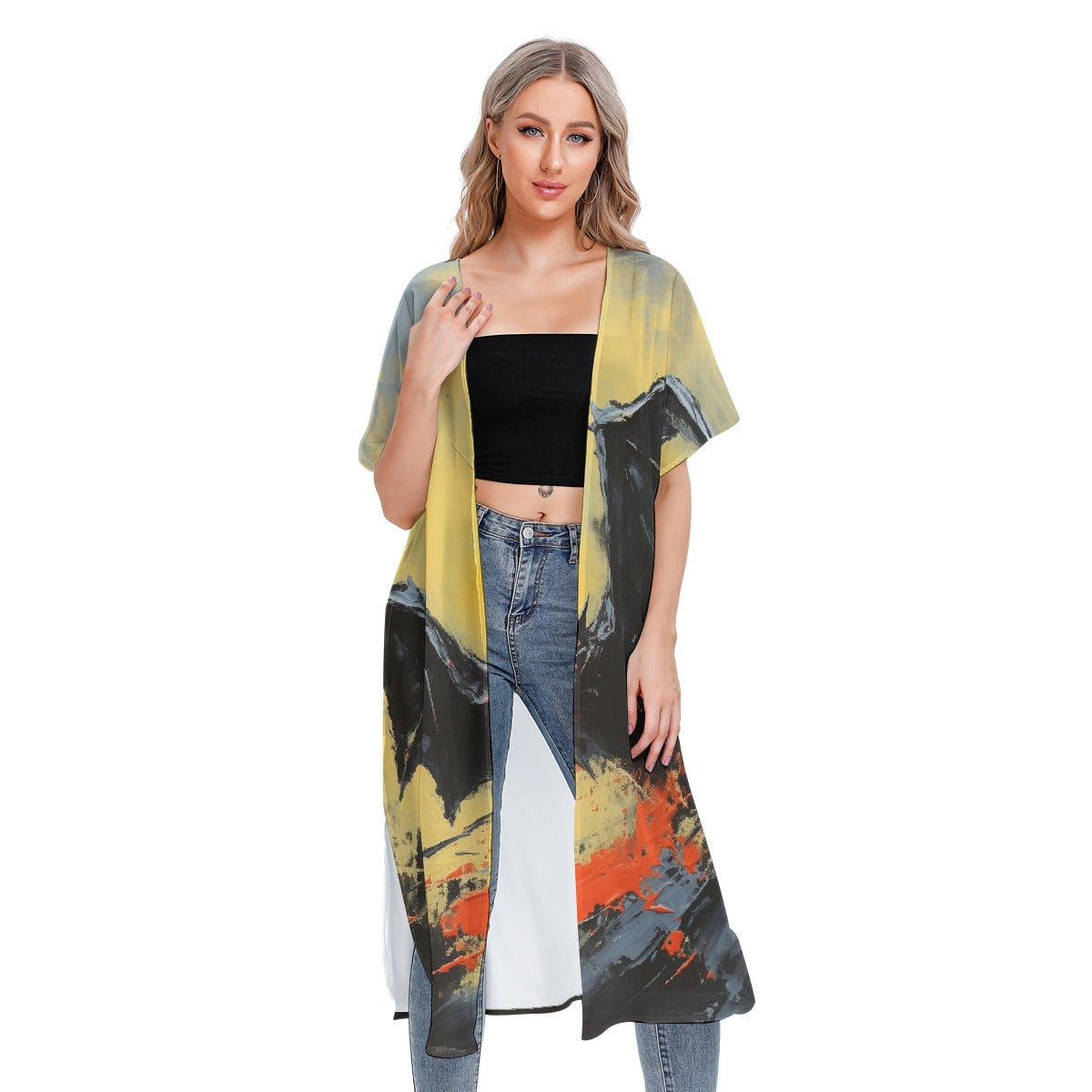 All-Over Print Women's Short Sleeve Cardigan