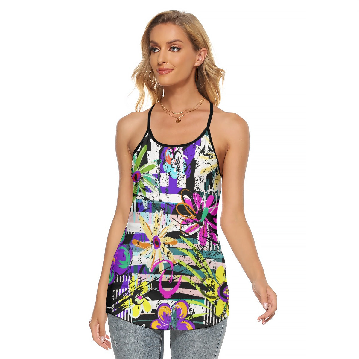All-Over Print Women's Criss-Cross Open Back Tank Top
